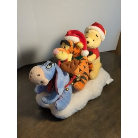 Gemmy Winnie The Pooh Tigger Eeyore Disney Christmas Sleigh Animated Singing - Picture 1 of 13